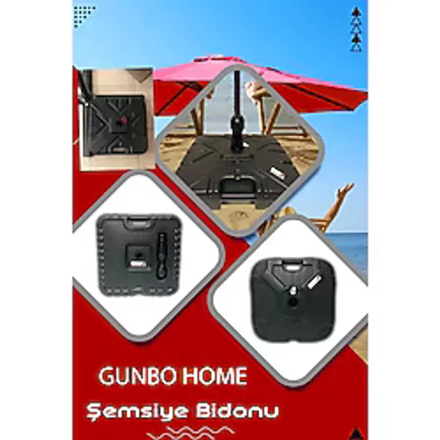Gunbo Home Plaj Şemsiye Bidonu 22 Lt 1 Adet Adaptörlü Bayrak Bidonu Siyah