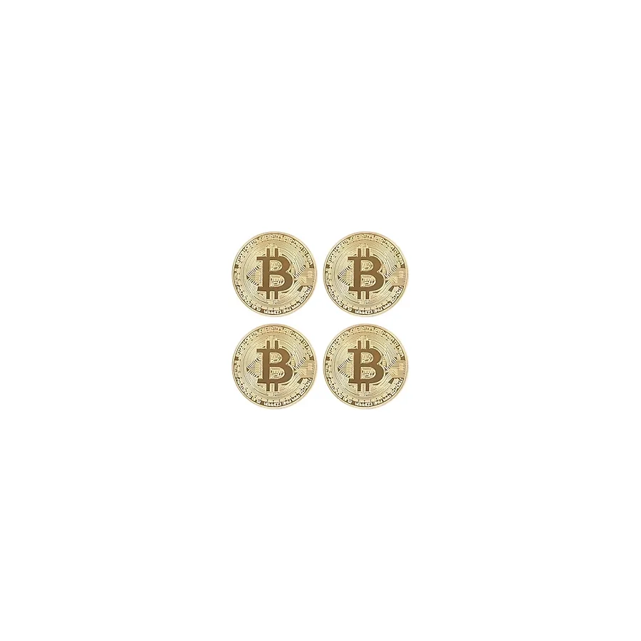 GüncelÇarşı 4 Adet Bitcoin Madeni Hatıra Parası Madeni Bitcoin Hediye Sikke Para