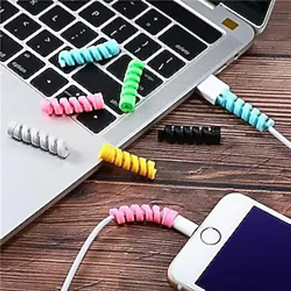 GüncelÇarşı 8li Telefon Tablet Şarj Kablosu Koruyucu Silikon Spiral Yay Aparat, Kırılmaya Bükülmeye Karşı 8 Adet Kablo Ucu Koruyucu