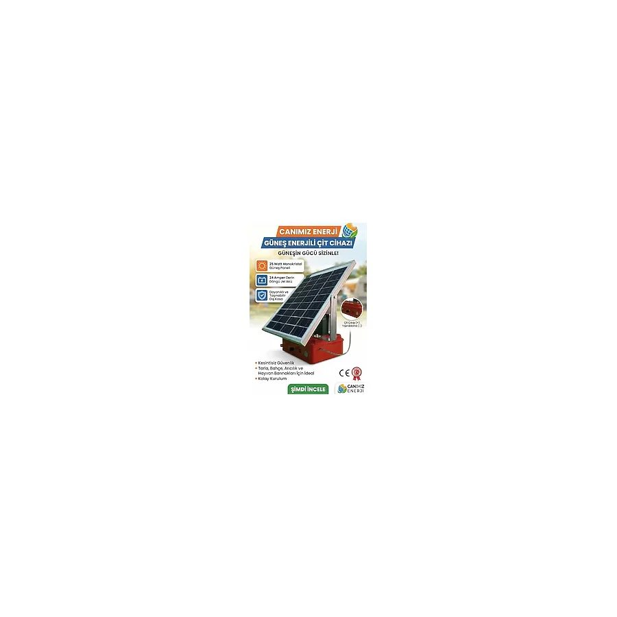 Güneş Enerjili Elektrikli Çit Cihazı - Akülü Solar Domuz Ve Ayı Savar Çit Makinesi