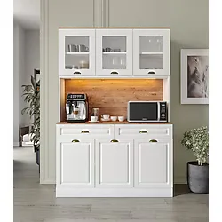 GuneyStore Gözde Kahve Köşesi - 140 Cm Mdf Mutfak Dolabı - Led Aydınlatmalı - Ücretsiz Montaj