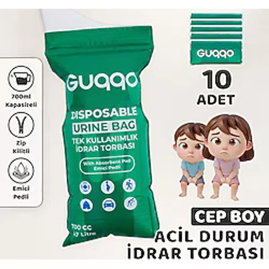 Guqqo Taşınabilir Lazımlık Pisuvar 10 Adet Idrar Torbası Seyahat Emici Pedli Portatif Katlanabilir Tuvalet