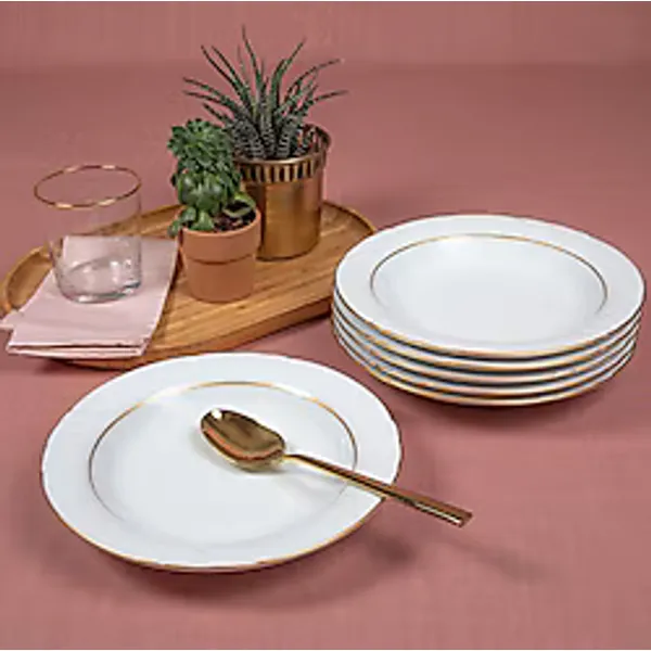 Güral Porselen Soprano Yaldızlı 6'lı 19 cm Yemek Tabağı
