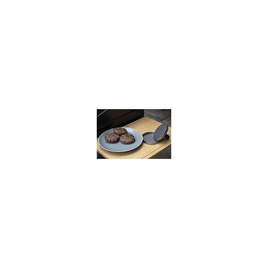 Gurme Burger Presi, Sağlam Alüminyum, Mangal Aksesuarı, Köfte Presi, Yapışmaz - Ahşap - Option-1