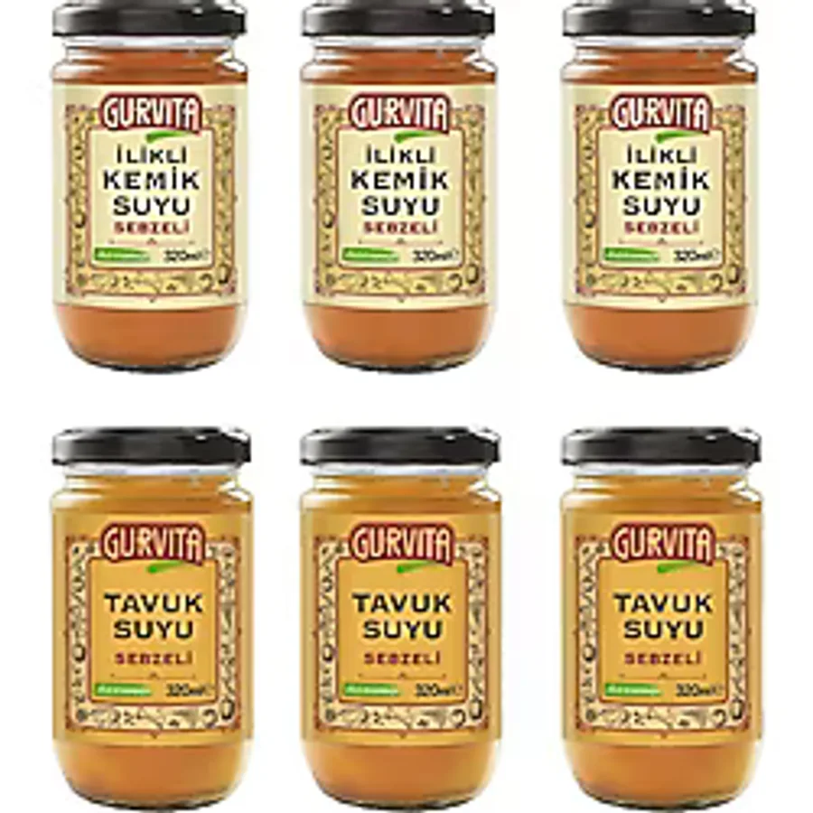 Gurvita Ilikli Kemik Suyu 3AD Dana SEBZELI+3AD Tavuk Sebzeli 320 ml 6'lı - 1 Paket