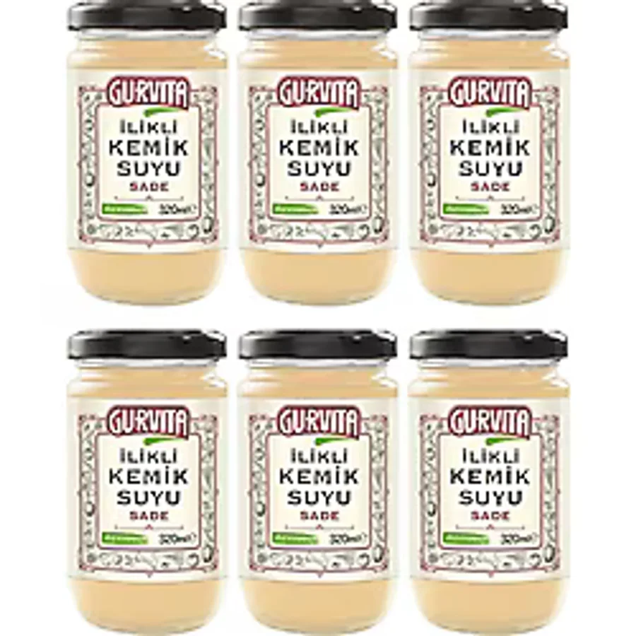 Gurvita İlikli Kemik Suyu Sade 320 ml 6'lı Türkiye Menşeli Pratik Kullanım İçin - 1,9 lt