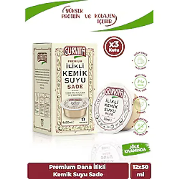 Gurvita İlikli Kemik Suyu Sade 50 ML 12 Adet