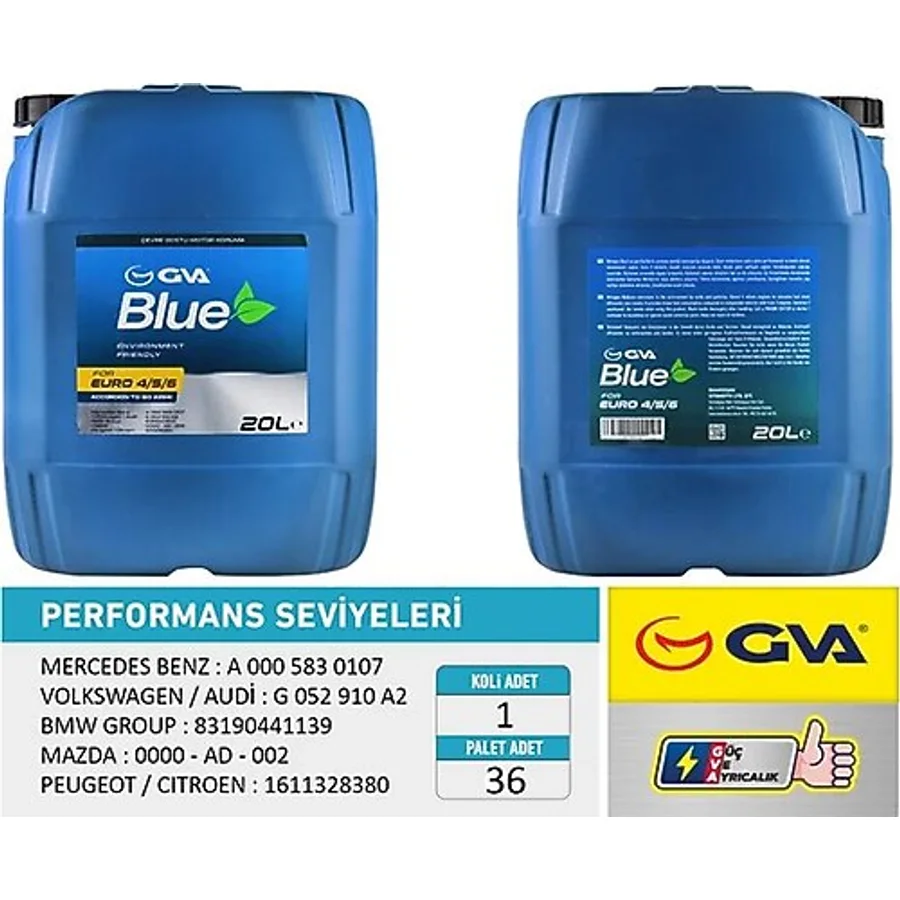 Gva Blue Sıvısı 20 Lt Euro 4-5 / Binek Euro 6