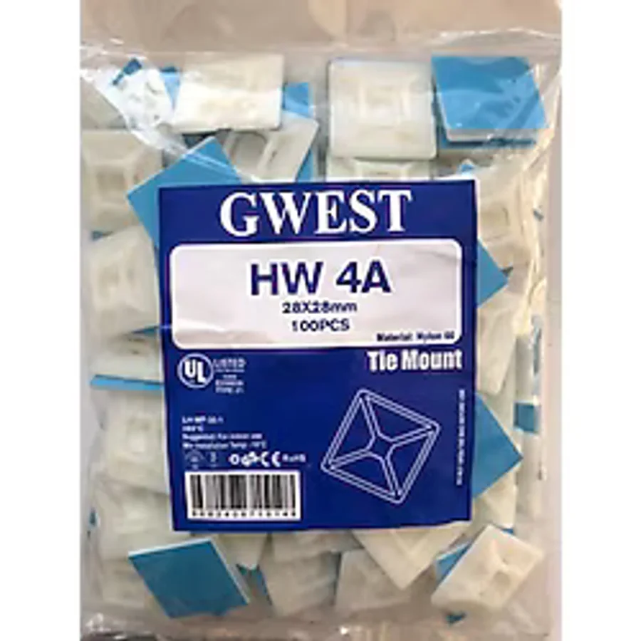 Gwest Hw-4a ,28x28x4mm 100-adet Beyaz Yapışkanlı Kroşe