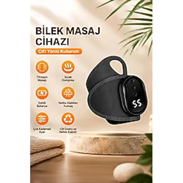 Gy Atelier Auhma AMG40 Şarj Edilebilir Akıllı Isıtmalı Masaj Aleti 3 Kademeli Titreşim & 5 Kademeli Isı Ayarlı Bileklik - 000-Siyah