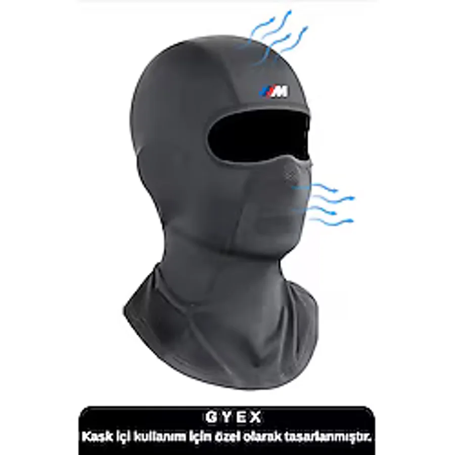 GYES Siyah M Baskılı Balaklava Spor Motor Kask Maskesi Buff Koruyucu Kar Yüz Maske