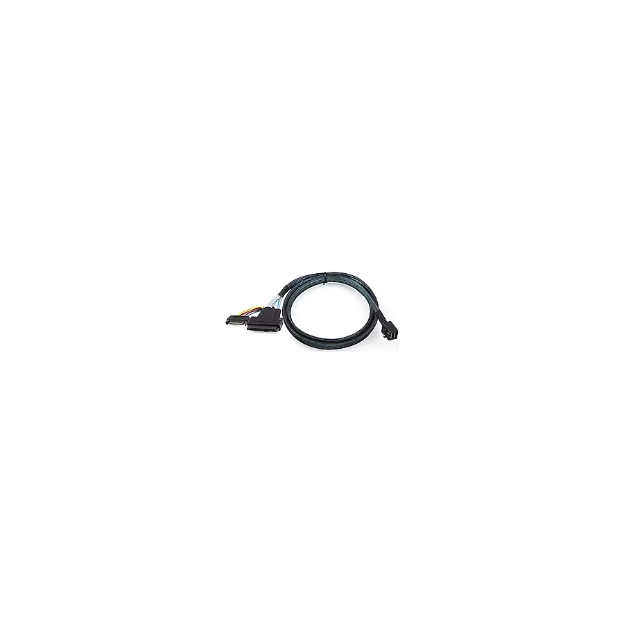 H!Fiber.com 12G Dahili Mini SAS HD SFF-8643 - U.2 SFF-8639 NVMe SSD Kablosu, 15 pinli Erkek SATA Güç Konnektörü, PCIe 4.0, 12Gbps, 85 Ohm, 1-Metre (3.3 ft)