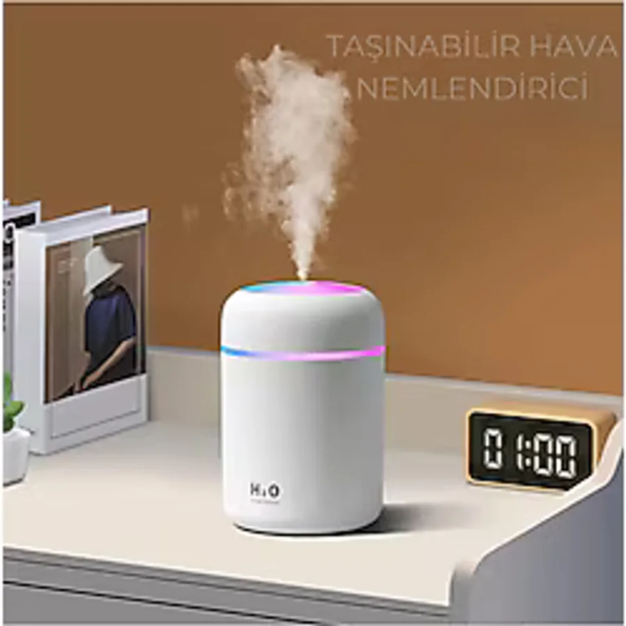 H2O Humidifier Taşınabilir Ultrasonik Hava Nemlendirici Buhar Makinesi ve Aroma Difüzörü(yanında koku yok)