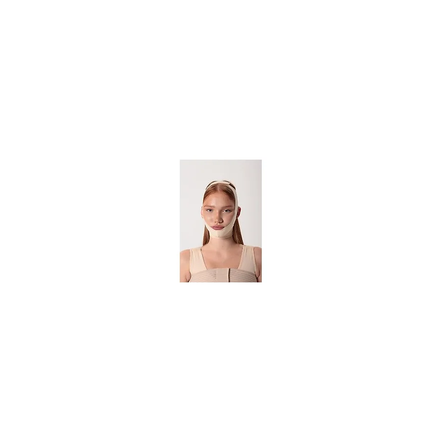 HA-625 H&a Korse Süngerli Çene Bandı Korse Kadın Erkek Yüz Estetiği Yüz Germe Çene Liposuction Gıdı Estetiği - Bej - XL