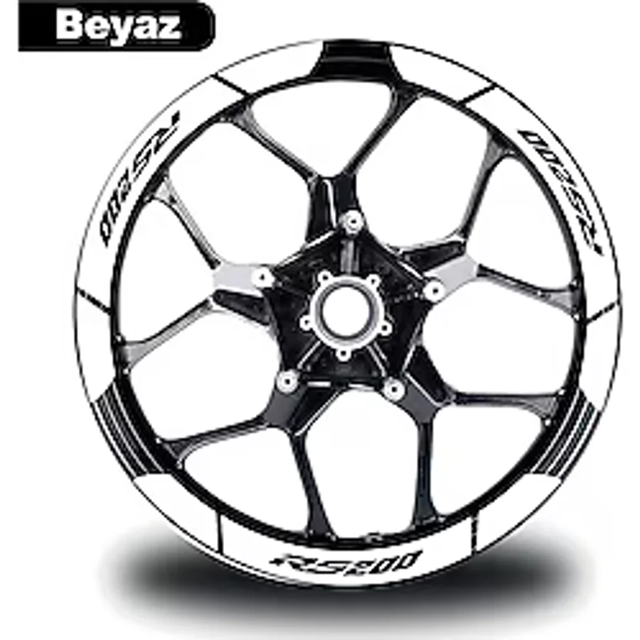 habune Beyaz Bajaj Pulsar RS200 Geniş Jant Sticker Modeli Su-Nem Dayanıklı