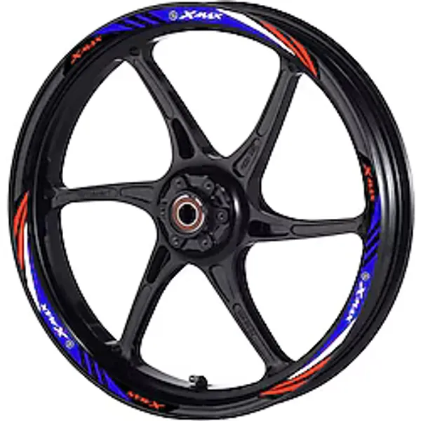 Hades Yamaha Xmax Uyumlu Jant Şeridi Mavi Kırmızı Motosiklet Jant Sticker