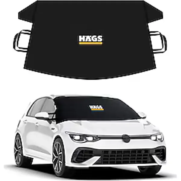 Haegs Buz Ve Kar Önleyici Araç Ön Cam Örtüsü Brandası Ağır Hizmet Tipi 600D Oxford Kumaş Arabalar, Suv'Lar, Kamyonetler İçin Oto Ön Cam Koruyucu Güneşlik Don Örtüsü (162X106Cm) S - Siyah