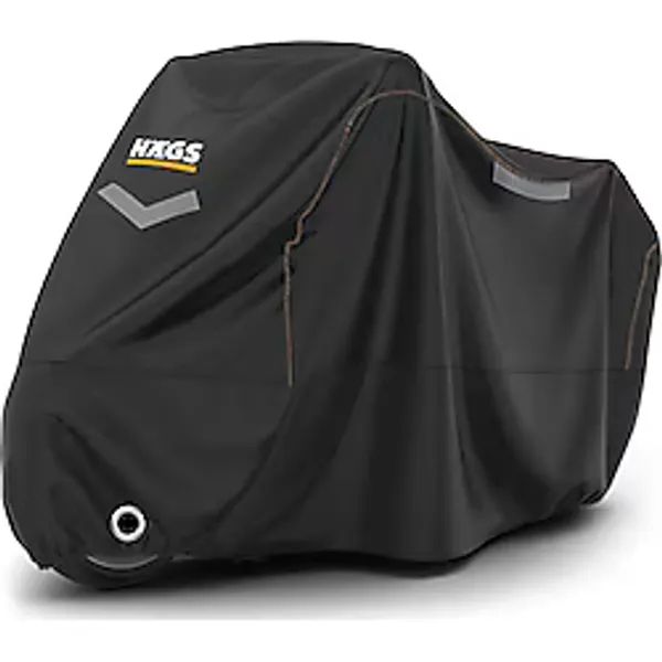 Haegs Motosiklet Brandası, Motor Kılıfı, Örtüsü Dış Mekan Motosiklet Örtüsü Su Geçirmez, Rüzgar, Toz Geçirmez, Motor Garaj Brandası, Kışa Dayanıklı XL 245x95x125 cm - Siyah