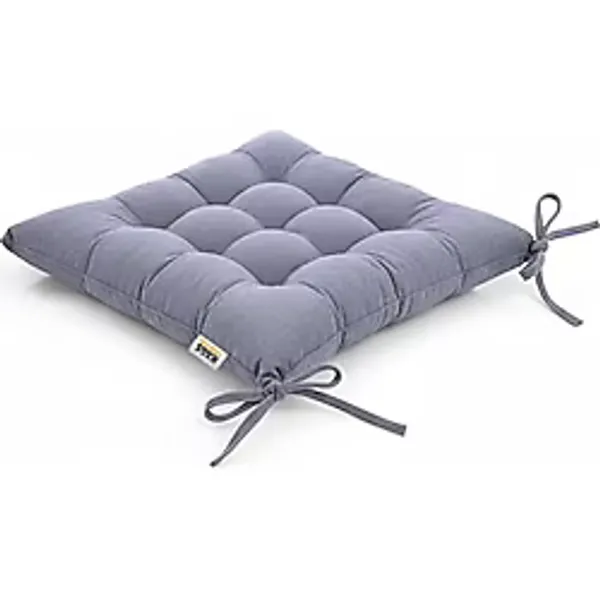Haegs Sandalye Minderi, Punterez Puntolu Silikon Elyaf Dolgulu, Bağcıklı Mutfak Yemek Sandalyeleri için Oturma Minderi Ofis Sandalyesi Minderi, Yumuşak Konforlu Puf Minder 42x42x6 cm - Gri