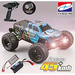 HAIBOXING RC 1/16 Ravage 45+ KM/H Sürat RC Araba RTR Elektrikli 4WD Brushless Offroad (Mavi)+1300mAh 7.4V2S Lipo Batarya