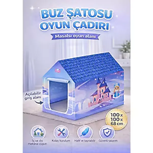 hak-iş oyuncak Buz Şatosu Oyun Çadırı - Çocuk Oyun Evi 100x100x68 cm