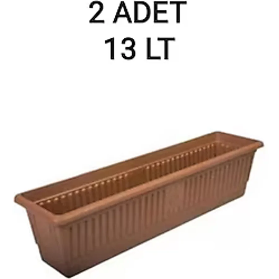 Hak Plastik 2 Adet Büyük Boy Balkon Saksı 13 Lt Kahve