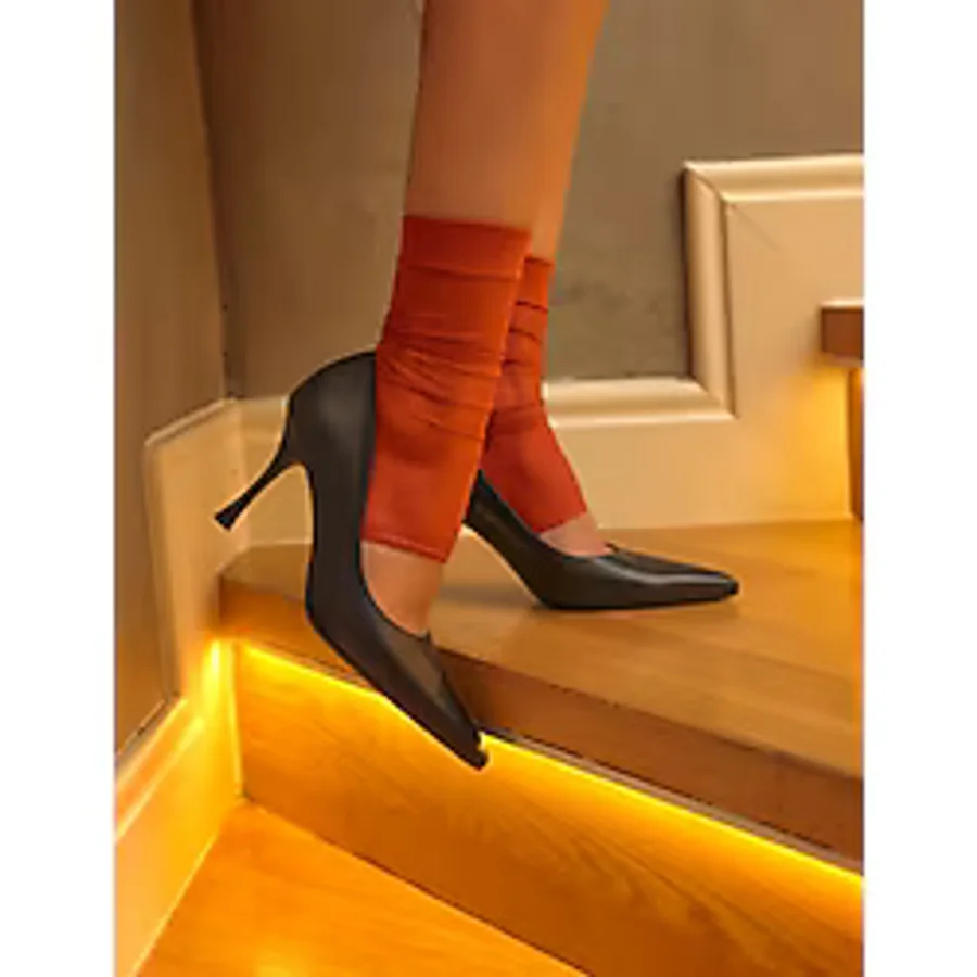 Hakiki Deri Siyah Kadın İnce Topuklu Stiletto
