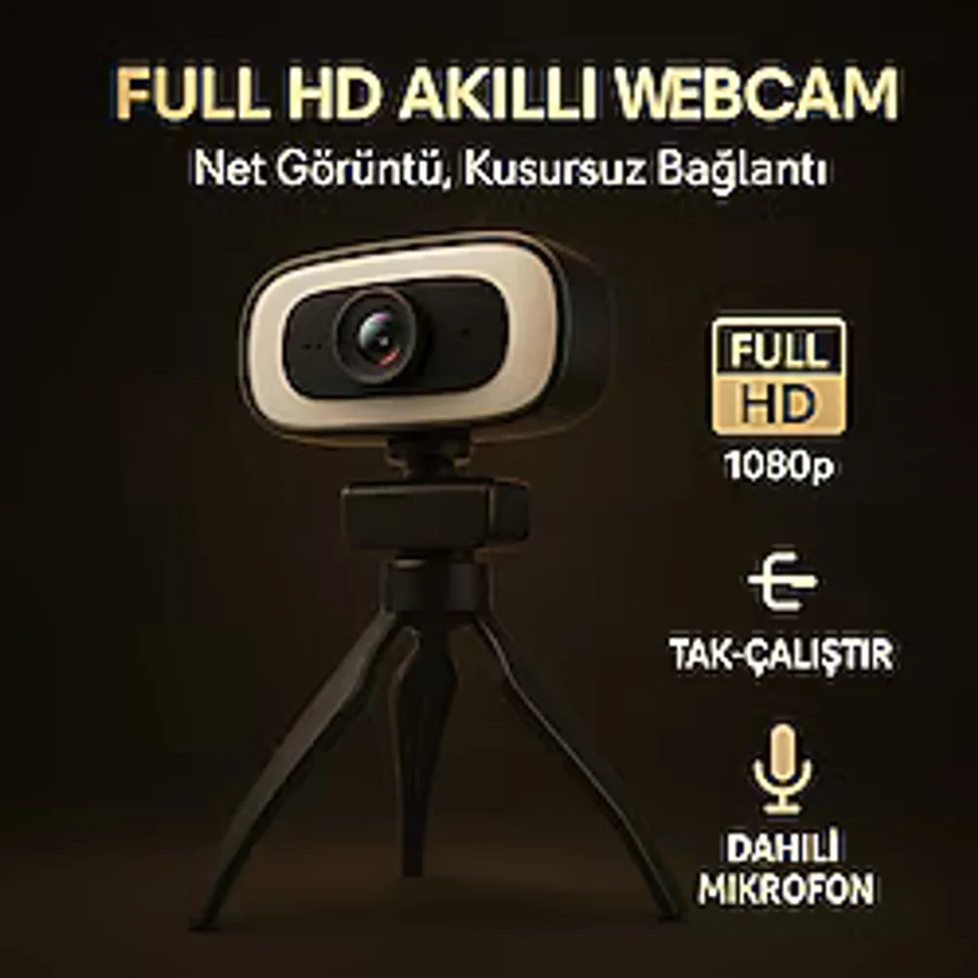 halkhouse Webcam Yayıncı 2k Full Hd 30fps Işıklı 2560x1440p 360x Dönebilen Mikrofonlu Bilgisayar Kamerası