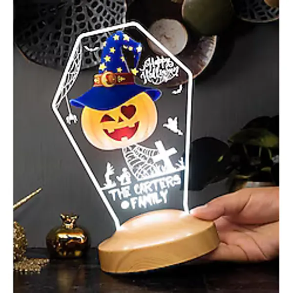Halloween Cadılar Bayramı Parti Süsü, Halloween Gecesi Temalı LED Lamba, Bal Kabağı, Şapka, Yarasa Tasarımlı Parti Dekorasyonu, Halloween Hediye Fikirleri, İsimli Halloween Süsü