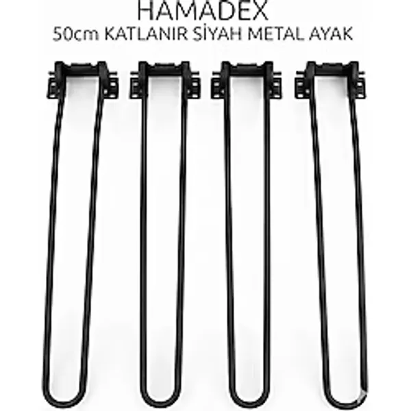 HAMADEX 50 cm Siyah Metal Katlanır Masa Ayağı - 4 Adet Pratik Yer Sofrası & Masa Ayağı