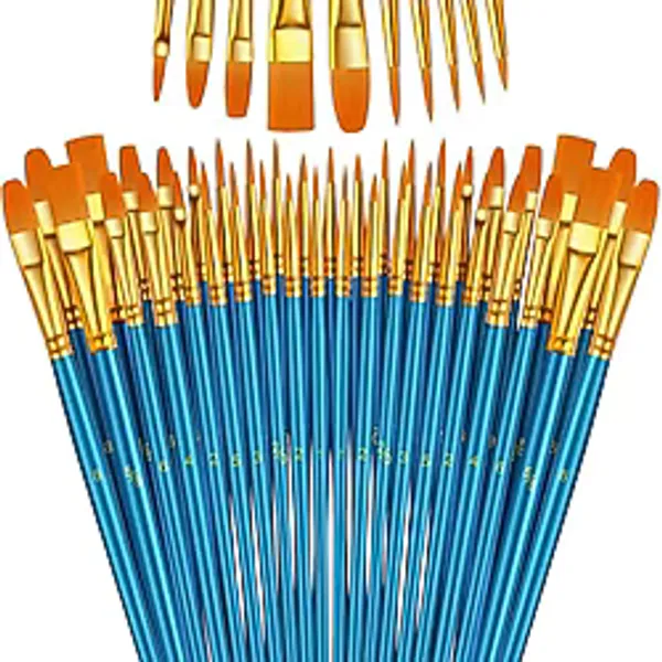 Hannah 5 SET Sanatçı Fırcası Seti, 10'lu Paket Naylon Fırca, Resim, Akrilik, İnce Fırca, Sulu Boya ve Yüz Boyama, Kendin Yap El Sanatları İçin, Mavi, Toplam 50 Fırca