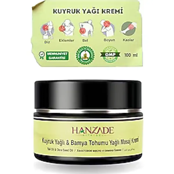 Hanzade Bitkisel Kuyruk Yağlı & Bamya Tohumu Yağlı Ağrı Masaj Kremi Kas Eklem 100 ml