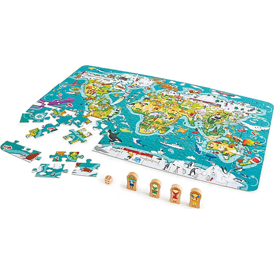 Hape 2in1 Dünya Turu Yapboz ve Kutu Oyunu