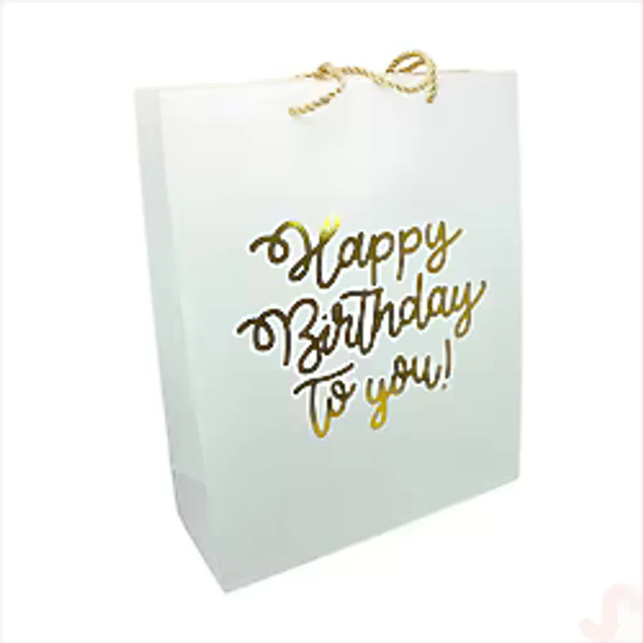 Happy Birthday Beyaz Karton Çanta, 32 x 26 x 10 cm - 1 Adet