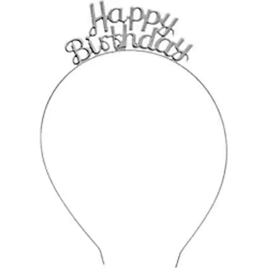Happy Birthday Yazılı Gümüş Renk Metal Taç