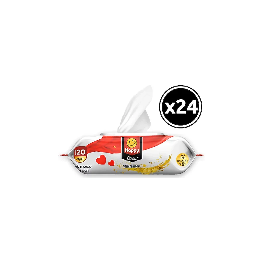 Happy Clean 120 Yaprak 24'lü Paket Islak Mendil