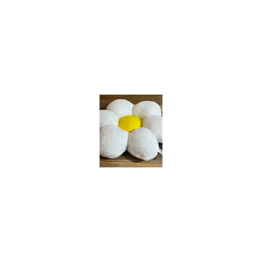 happyteks Papatya Dekoratif Peluş Yastık Minder Kırlent ekru-sarı