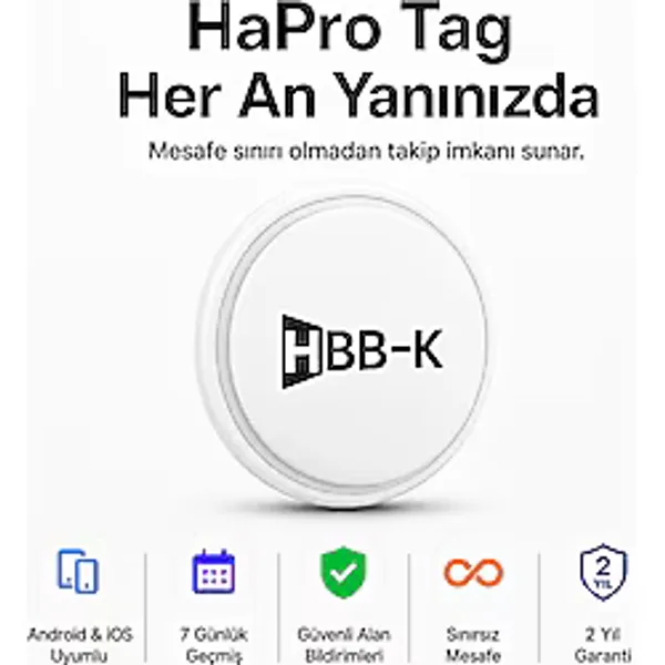 Hapro Tag Akıllı Takip Cihazı Gps Airtag Android ve İOS Uyumlu beyaz