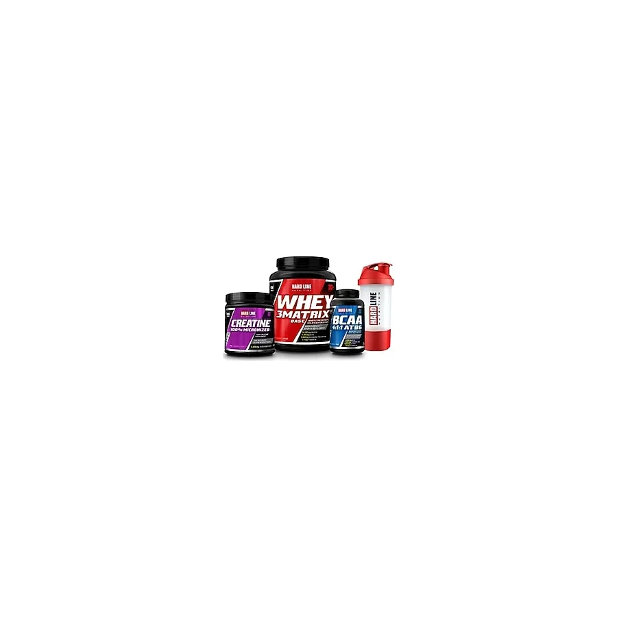 hard line nutrition Hardline Whey 3Matrix 908 Gr Çikolata + Kreatin 300 Gr + BCAA 4:1:1 Atb6 120 Tablet + Shaker