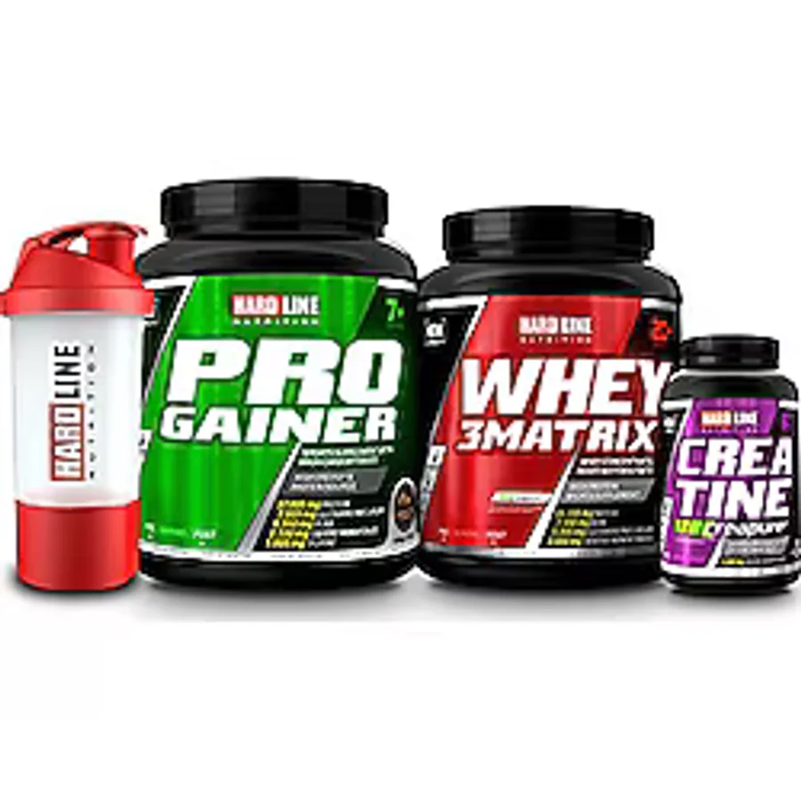 Hardline Nutrition Kilo Hacim Kombinasyonu , 1406 gr Progainer, 908 gr Whey3 Matrix, Creatine Creapure 120 Kapsül