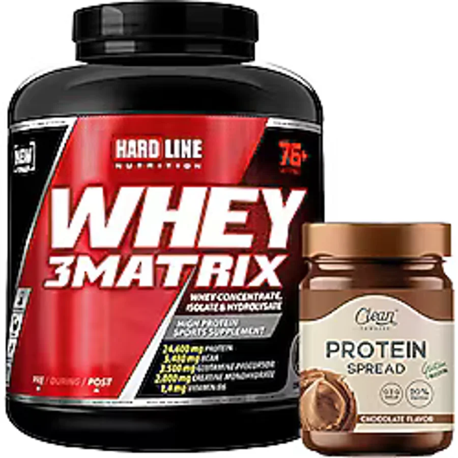 Hardline Whey 3 Matrix 2300 Gr + Clean Powders Protein Spread Çikolata Kombinasyonu Aromasiz