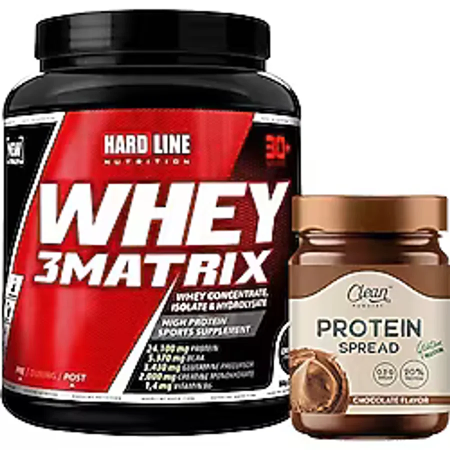 Hardline Whey 3 Matrix 908 Gr + Clean Powders Protein Spread Çikolata Kombinasyonu Aromasiz