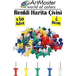 Harita Civisi Renkli 150 Li 1 Paket Renkli Mantar Pano Raptiyesi Pano Ignesi Ofis Okul Buro Renkli Harita Civisi