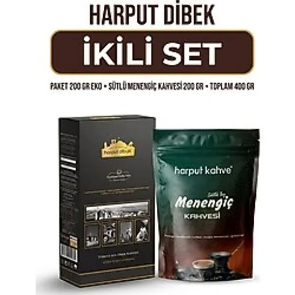 Harput Dibek İkili Set 200 gr Eko Paket Dibek Kahvesi + 200 gr Sütlü Toz Menengiç Kahvesi
