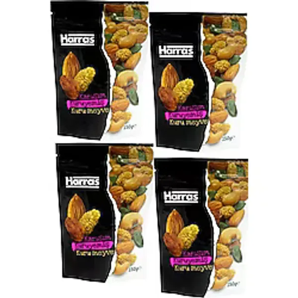 Harras Yerli Premium Lüks Karışık Kuruyemiş Kuru Meyve 4 Adet X 150 gr