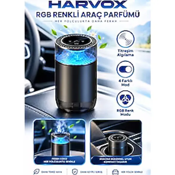 Harvox Hx-Cf002 Akıllı Araç Parfümü Led Işıklı Buhar Efektli Oto Kokusu Difüzör