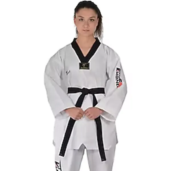 HAŞADO Fitilli Siyah Yaka Taekwondo Elbisesi (BEYAZ, 170)