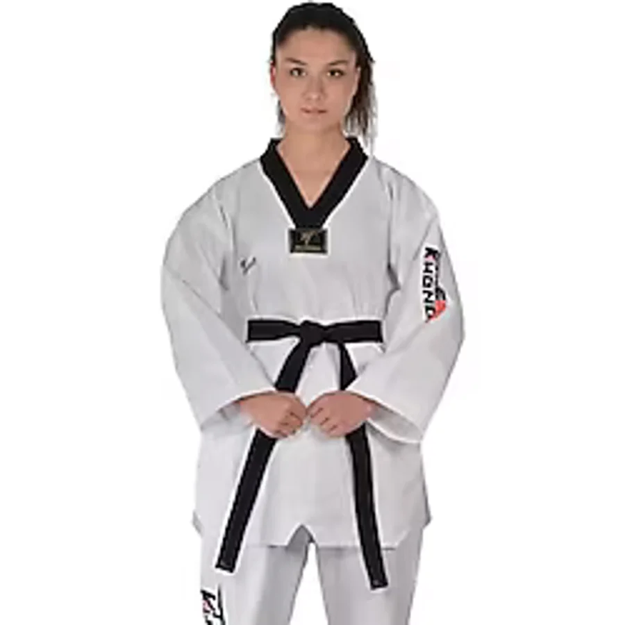HAŞADO Fitilli Siyah Yaka Taekwondo Elbisesi (BEYAZ, 180)