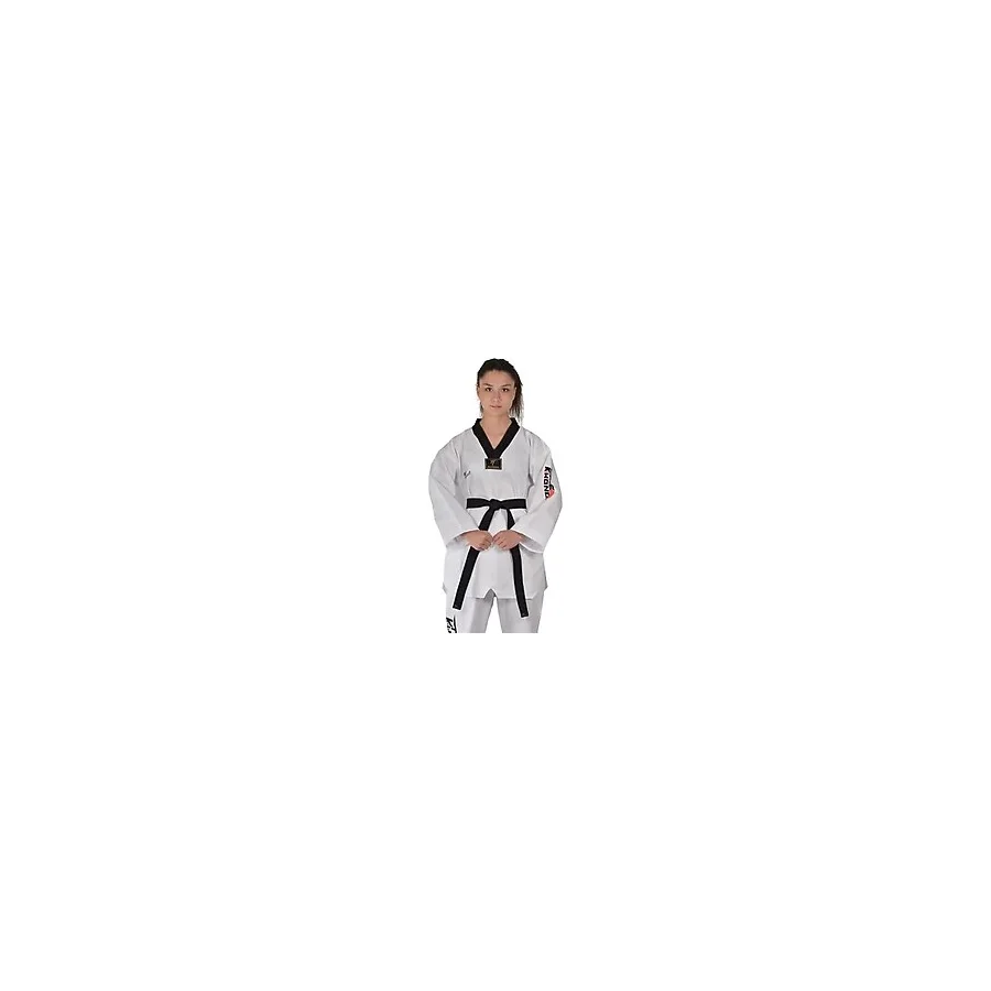 HAŞADO Fitilli Siyah Yaka Taekwondo Elbisesi (BEYAZ, 190)