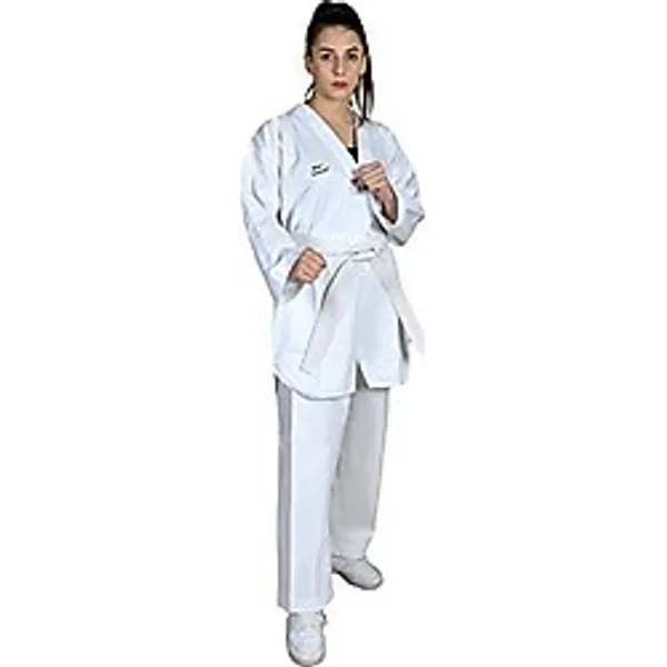 HAŞADO Taekwondo Beyaz Yaka Fitilli Acemi Elbise (BEYAZ YAKA, 100)